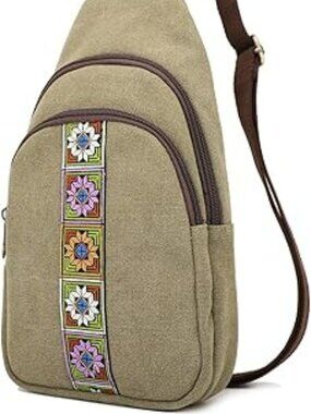 NEW Canvas Sling Bag Crossbody Purse Small Sling Backpack Purse Travel Vacation